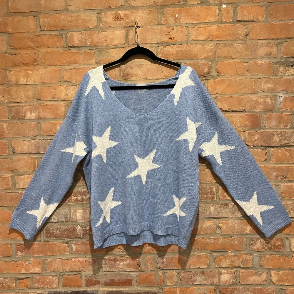 Altar’d State Light Blue Sweater with Stars